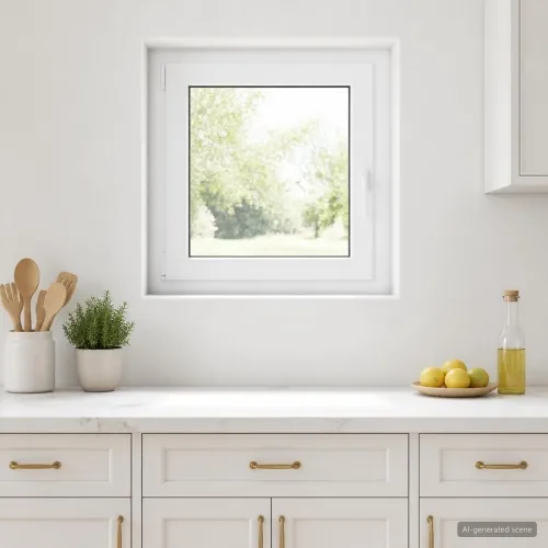 Unutarnja boja prozora u podrumu bijela RISOR 70 x 70 cm - Bijela 70 x 70 cm (Dvostruki sloj) Nagibanje i okretanje lijevo Cijena