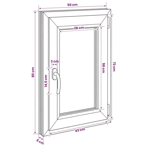 Unutarnja boja prozora u podrumu bijela RISOR 50 x 80 cm - Bijela 50 x 80 cm (Dvostruki sloj) Naginjanje i okretanje desno Cijena