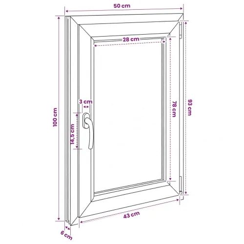 Unutarnja boja prozora u podrumu bijela RISOR 50 x 100 cm - Bijela 50 x 100 cm (Dvostruki sloj) Naginjanje i okretanje desno Cijena