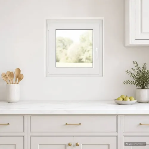 Unutarnja boja prozora u podrumu bijela RISOR 55 x 50 cm - Bijela 55 x 50 cm (Troslojni) Nagibanje i okretanje lijevo Cijena