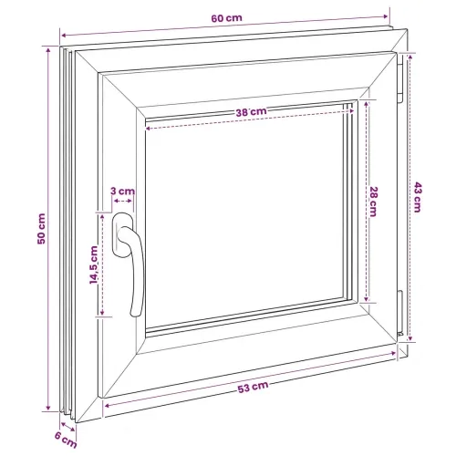 Unutarnja boja prozora u podrumu bijela RISOR 60 x 50 cm - Bijela 60 x 50 cm (Troslojni) Naginjanje i okretanje desno Cijena
