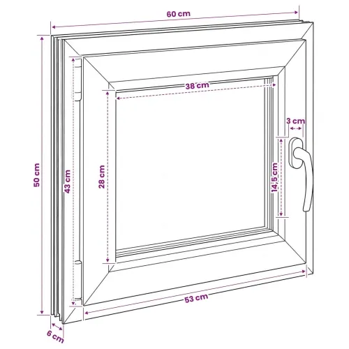 Unutarnja boja prozora u podrumu bijela RISOR 60 x 50 cm - Bijela 60 x 50 cm (Troslojni) Nagibanje i okretanje lijevo Cijena
