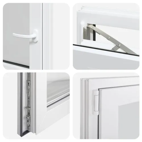 Unutarnja boja prozora u podrumu bijela RISOR 50 x 55 cm - Bijela 65 x 50 cm (Troslojni) Nagibanje i okretanje lijevo Cijena