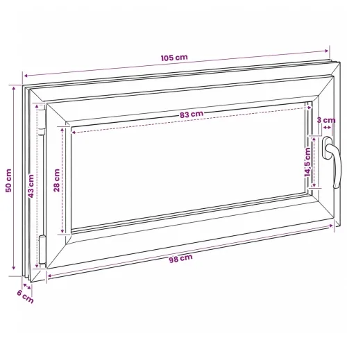 Unutarnja boja prozora u podrumu bijela RISOR 50 x 55 cm - Bijela 105 x 50 cm (Troslojni) Nagibanje i okretanje lijevo Cijena