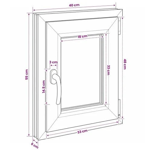 Unutarnja boja prozora u podrumu bijela RISOR 40 x 55 cm - Bijela 40 x 55 cm (Troslojni) Naginjanje i okretanje desno Cijena
