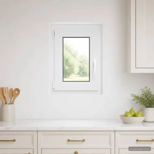 Unutarnja boja prozora u podrumu bijela RISOR 50 x 55 cm - Bijela 45 x 55 cm (Troslojni) Nagibanje i okretanje lijevo Cijena
