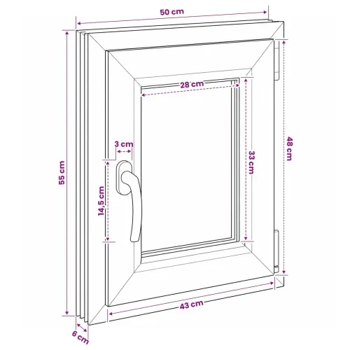 Unutarnja boja prozora u podrumu bijela RISOR 50 x 55 cm - Bijela 50 x 55 cm (Troslojni) Naginjanje i okretanje desno Cijena