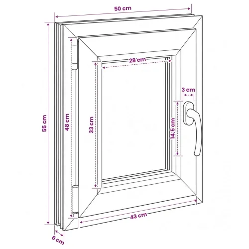 Unutarnja boja prozora u podrumu bijela RISOR 50 x 55 cm - Bijela 50 x 55 cm (Troslojni) Nagibanje i okretanje lijevo Cijena