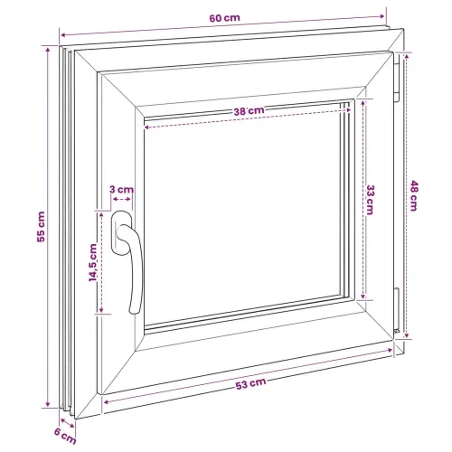 Unutarnja boja prozora u podrumu bijela RISOR 60 x 55 cm - Bijela 60 x 55 cm (Troslojni) Naginjanje i okretanje desno Cijena