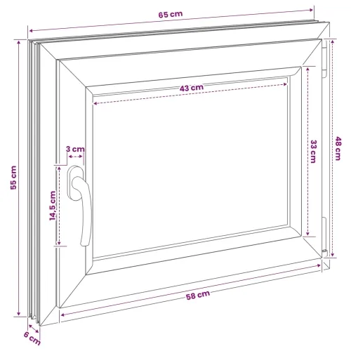 Unutarnja boja prozora u podrumu bijela RISOR 65 x 55 cm - Bijela 65 x 55 cm (Troslojni) Naginjanje i okretanje desno Cijena