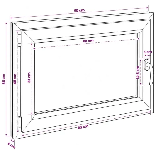Unutarnja boja prozora u podrumu bijela RISOR 90 x 55 cm - Bijela 90 x 55 cm (Troslojni) Nagibanje i okretanje lijevo Cijena