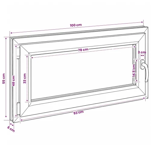 Unutarnja boja prozora u podrumu bijela RISOR 100 x 55 cm - Bijela 100 x 55 cm (Troslojni) Nagibanje i okretanje lijevo Cijena