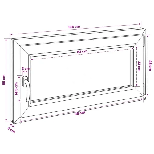 Unutarnja boja prozora u podrumu bijela RISOR 105 x 55 cm - Bijela 105 x 55 cm (Troslojni) Naginjanje i okretanje desno Cijena