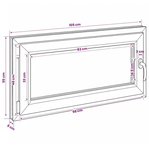 Unutarnja boja prozora u podrumu bijela RISOR 50 x 55 cm - Bijela 105 x 55 cm (Troslojni) Nagibanje i okretanje lijevo Cijena