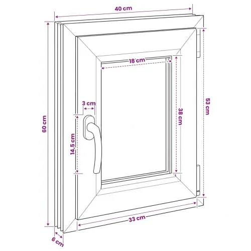 Unutarnja boja prozora u podrumu bijela RISOR 40 x 60 cm - Bijela 40 x 60 cm (Troslojni) Naginjanje i okretanje desno Cijena