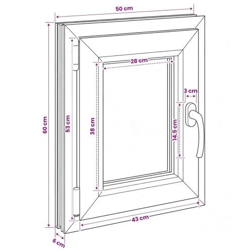 Unutarnja boja prozora u podrumu bijela RISOR 50 x 60 cm - Bijela 50 x 60 cm (Troslojni) Nagibanje i okretanje lijevo Cijena