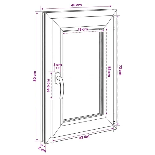 Unutarnja boja prozora u podrumu bijela RISOR 40 x 80 cm - Bijela 40 x 80 cm (Troslojni) Naginjanje i okretanje desno Cijena