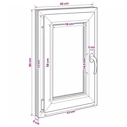 Unutarnja boja prozora u podrumu bijela RISOR 40 x 80 cm - Bijela 40 x 80 cm (Troslojni) Nagibanje i okretanje lijevo Cijena