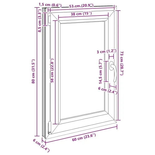 Unutarnja boja prozora u podrumu bijela RISOR 60 x 80 cm - Antracit 60 x 80 cm (DvoLayer) Nagibanje i okretanje lijevo Cijena