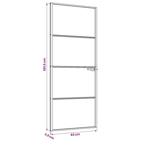 Unutarnja vrata 83 x 201,5 cm Kaljeno Staklo i Aluminij - Crna 83 x 201,5 cm 3 vodoravne šipke Cijena