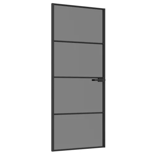 Unutarnja vrata 83 x 201,5 cm Kaljeno Staklo i Aluminij - Crna 83 x 201,5 cm 3 vodoravne šipke Cijena