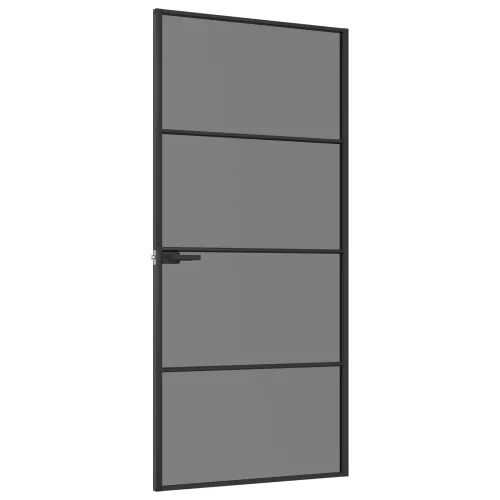 Unutarnja vrata 93 x 201,5 cm Kaljeno Staklo i Aluminij - Crna 93 x 201,5 cm 3 vodoravne šipke Cijena
