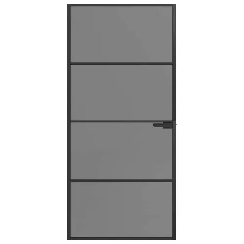 Unutarnja vrata 93 x 201,5 cm Kaljeno Staklo i Aluminij - Crna 93 x 201,5 cm 3 vodoravne šipke Cijena