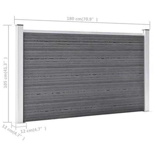 Vrtna ograda od WPC-a 526 x 106 cm siva - Siva 1 3 odjeljka Cijena