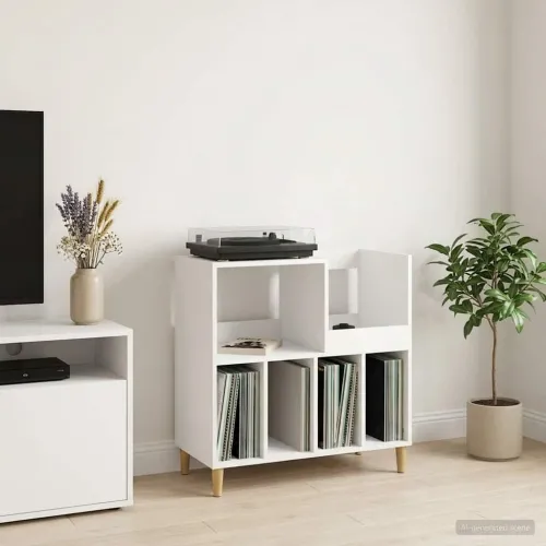 Stalak za gramofon Bijela 82 x 39,5 x 82,5 cm Konstruirano drvo - Bijela Cijena