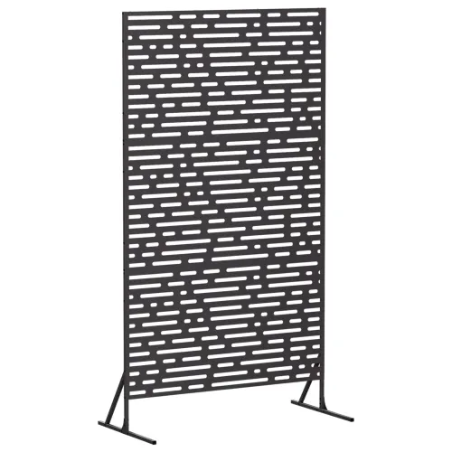 Zaslon za privatnost 100 x 50 x 180 cm Čelik Crna - Crna Linearni uzorak Cijena