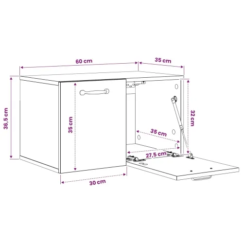 Ormar za Zid 60 x 36,5 x 35 cm Konstruirano drvo Crni hrast - Crni hrast Cijena