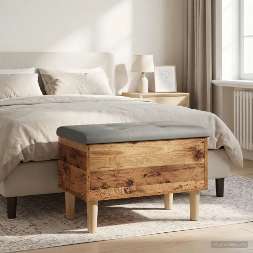 Klupa za odlaganje s jastučićem Drvo hrasta 62 x 42 x 46 cm - Staro drvo 62 x 42 x 46 cm Cijena