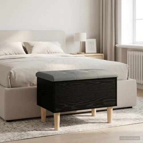Klupa za odlaganje s jastučićem Crni hrast 62 x 42 x 46 cm - Crni hrast 62 x 42 x 46 cm Cijena