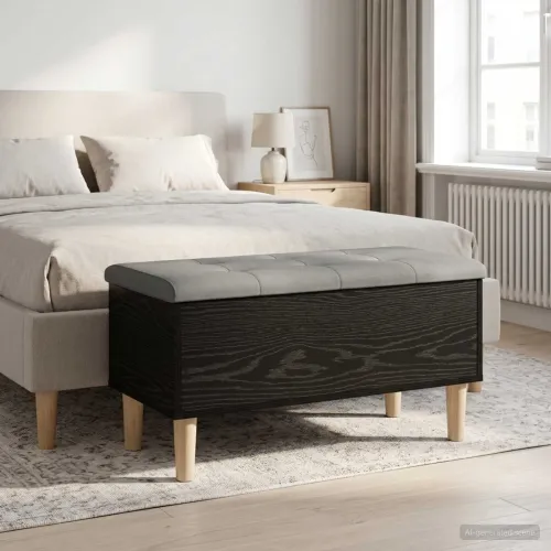 Klupa za odlaganje s jastučićem Crni hrast 82 x 42 x 46 cm - Crni hrast 82 x 42 x 46 cm Cijena