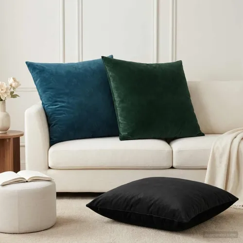 Presvlaka za jastuk 2 kom. HEERLEN Crna 80 x 80 cm Baršun - Crna 80 x 80 cm 2 Cijena