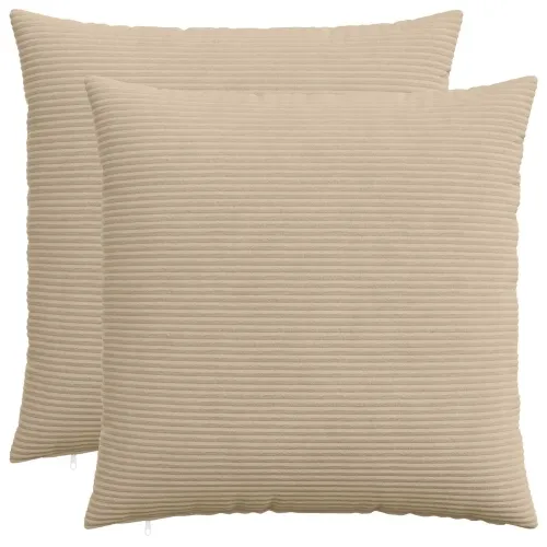 Presvlaka za jastuk 2 pcs HEERLEN Sivosmeđa 80 x 80 cm Kord - Sivosmeđa 80 x 80 cm 2 Cijena