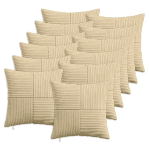 Presvlaka za jastuk 12 pcs ALMELO Siva zelena 50 x 50 cm Kord - Svijetlo zelena siva 50 x 50 cm 12 Cijena