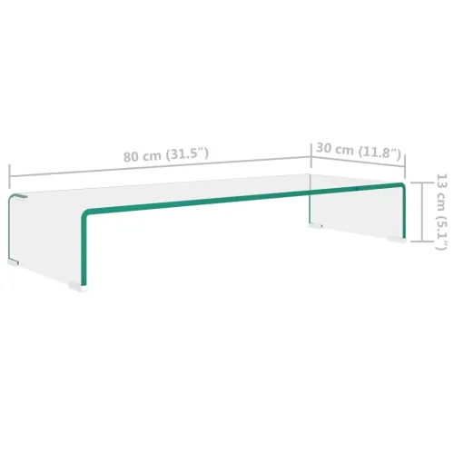 Stalak za TV /Monitor Prozirno Staklo 80x30x13 cm - Transparentan 80 x 30 x 13 cm Cijena