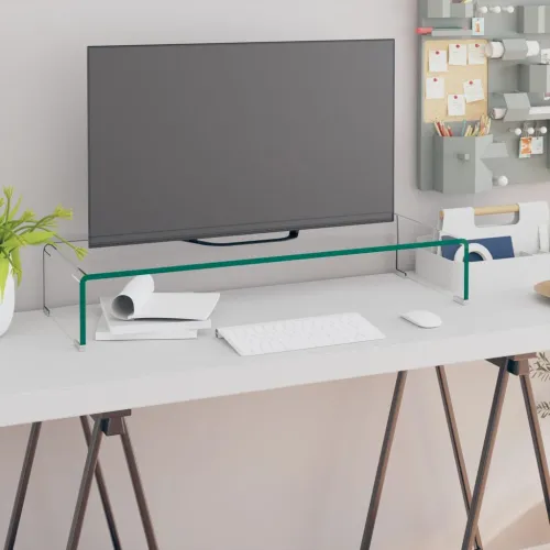 Stalak za TV /Monitor Prozirno Staklo 80x30x13 cm - Transparentan 80 x 30 x 13 cm Cijena