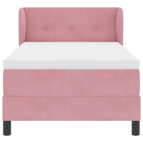 Box spring krevet Ružičasta 90 x 190 cm Baršun - Ružičasta 90 x 190 cm Prošiveno gumbima Cijena