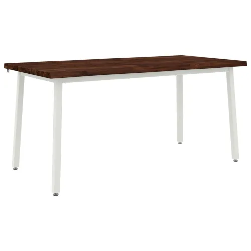 Stol za blagovanje s prirodnim rubom 160 x 80 x 75 cm - tamno smeđe i bijele boje 160 x 80 x 75 cm Živi rub Cijena