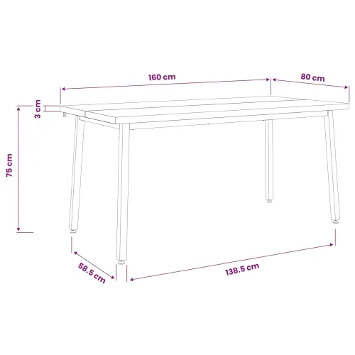 Kvadratni blagovaonski stol 160 x 80 x 75 cm Tamno smeđa - tamno smeđe i bijele boje 160 x 80 x 75 cm Četvrtasto Cijena