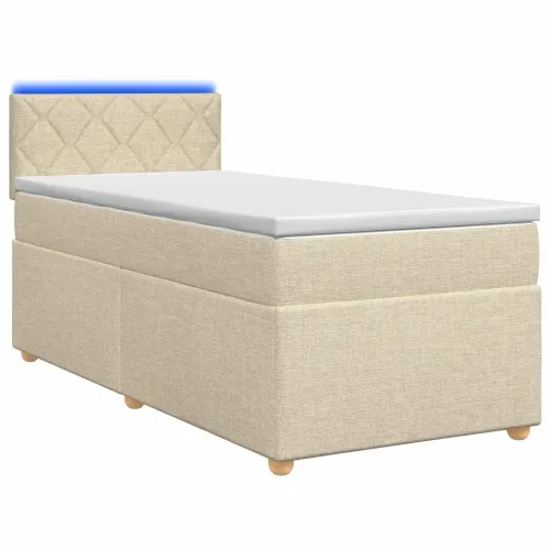 Boxspring krevet s madracem Krem 90 x 190 cm Tkanina - Krem 90 x 190 cm Dizajn s rombovima Cijena