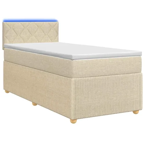 Boxspring krevet s madracem Krem 90 x 200 cm Tkanina - Krem 90 x 200 cm Dizajn s rombovima Cijena