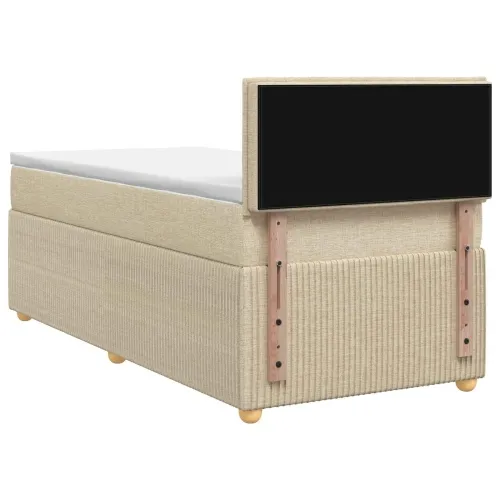Boxspring krevet s madracem Krem 90 x 200 cm Tkanina - Krem 90 x 200 cm Dizajn s rombovima Cijena