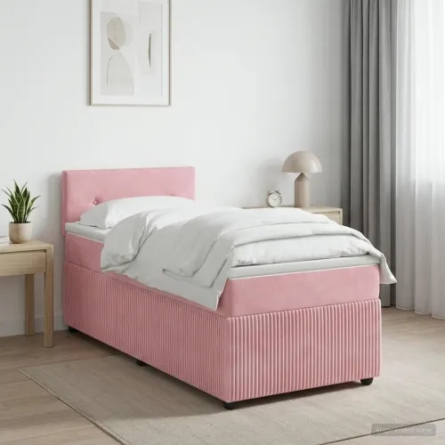Boxspring krevet s madracem Ružičasta 90 x 200 cm Baršun - Ružičasta 90 x 200 cm Prošiveno gumbima Cijena