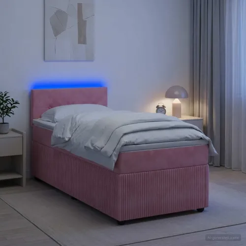 Boxspring krevet s madracem Ružičasta 90 x 200 cm Baršun - Ružičasta 90 x 200 cm Prošiveno gumbima Cijena