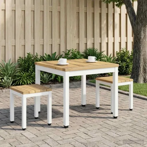 Stolić za kavu Bijela 50 x 48,5 x 36 cm Čvrsto drvo akacije - 50 x 48,5 x 36 cm Bijela Cijena