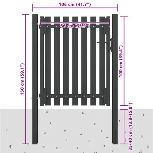 Dvorišna vrata - Vrtna vrata za ogradu od čelika 100x100 cm antracit boje - 100 x 100 cm Cijena
