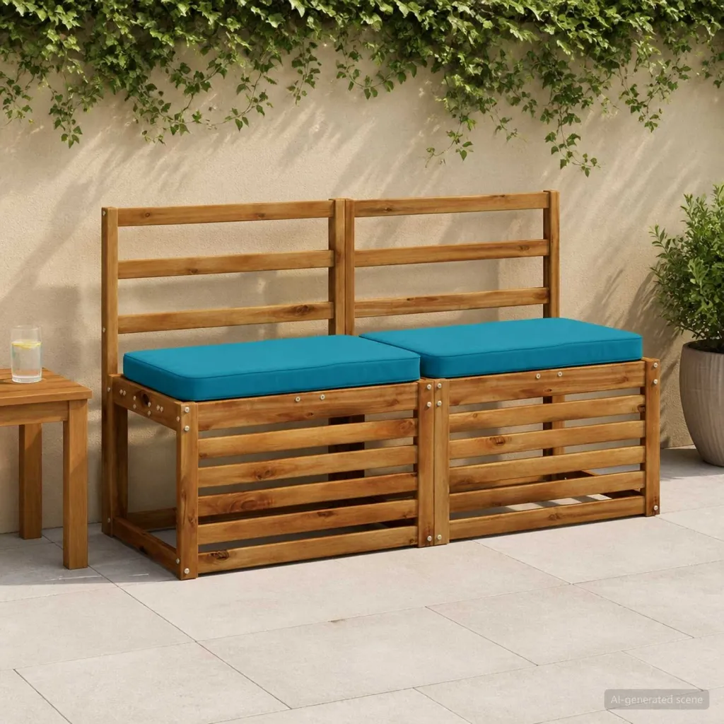 Jastučići za klupe - 2 dijela VUGHT 2 kom. 100% poliester - Svjetloplava 60 x 40 x 5 cm Poliester